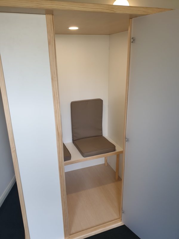 Bench seat with Sand cushions in Salt Booth