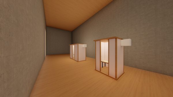 Perspective of 4-Person and 2-person Salt Booths Side by Side with Diffusers